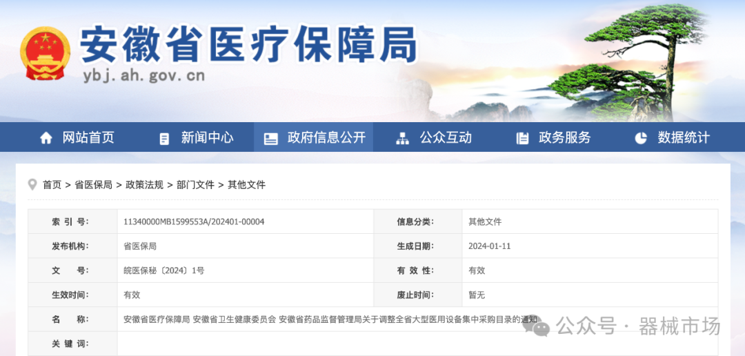 医保局通知，医疗设备集采来了！